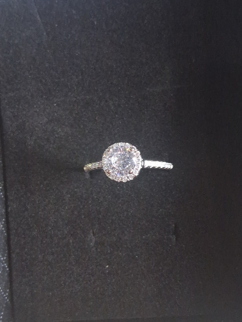 White Halo Solitaire Ring - White - Picture 2 of 4